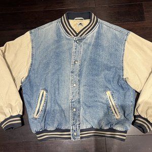 Vintage denim varsity jacket